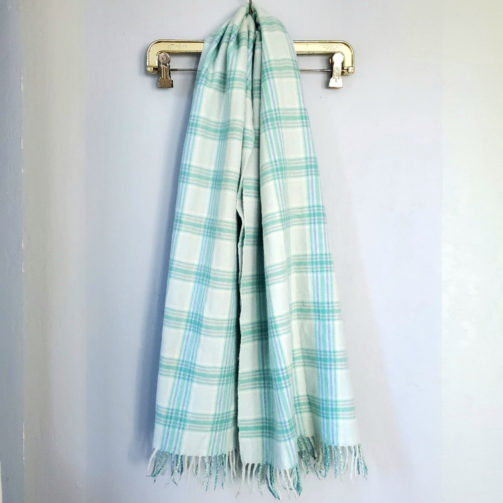 COURREGES Paris 100% Wool Plaid Scarf